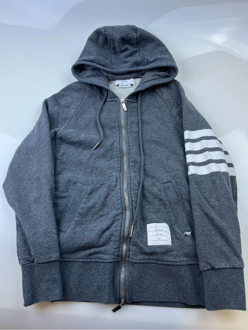 Thom Browne Grey Zip-up Hoodie 257-9